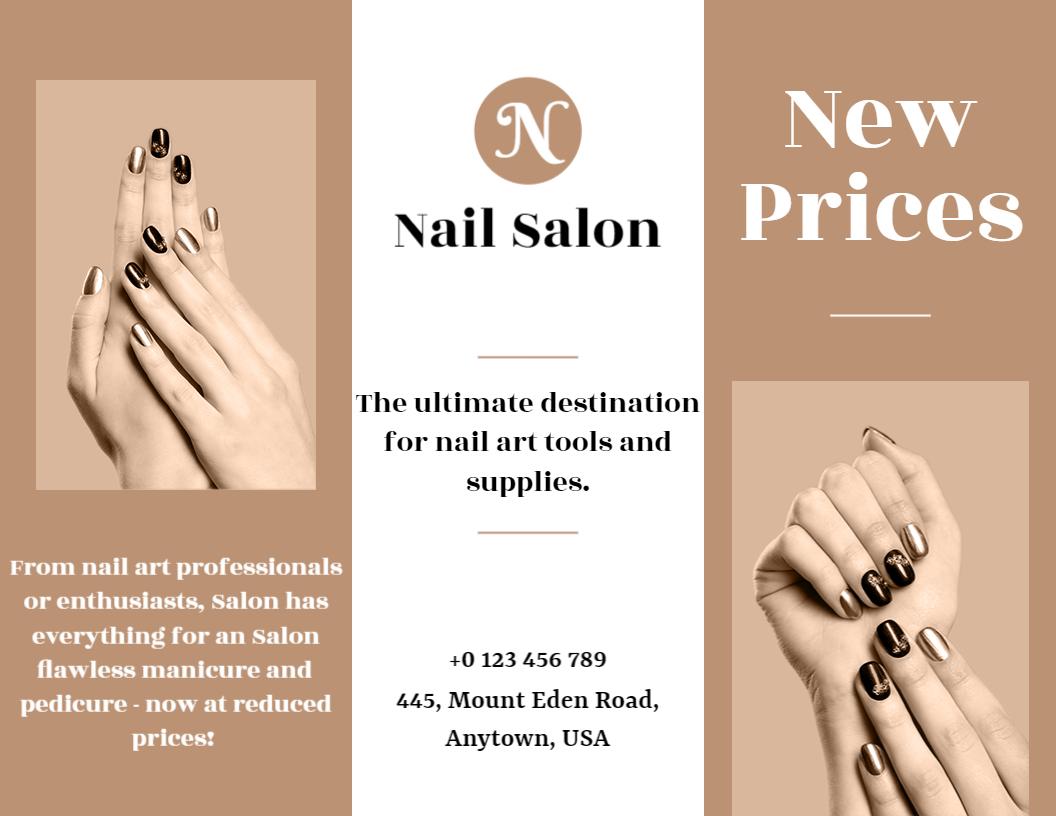 Elegant Beige Nail Art and Services Pricing Brochure Template