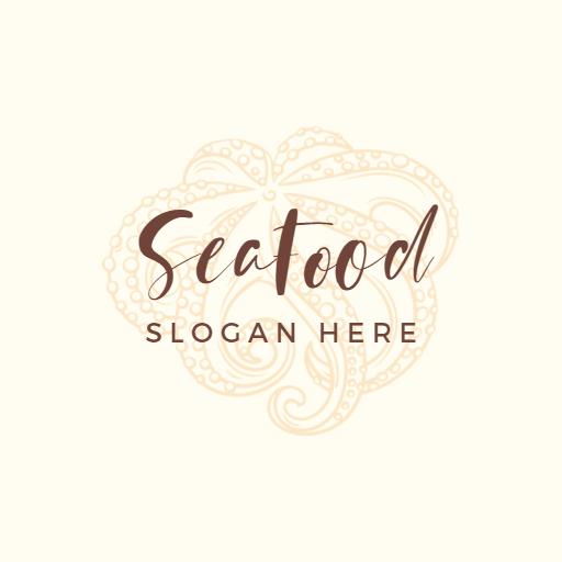Elegant Beige Octopus Design for Fresh Seafood Logo Template