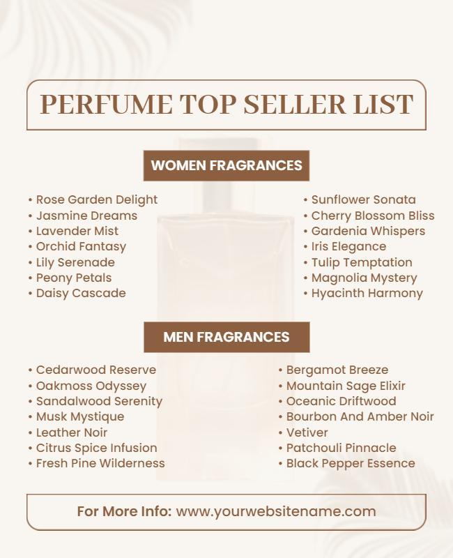 Elegant Beige Perfume Top Seller List Poster Template