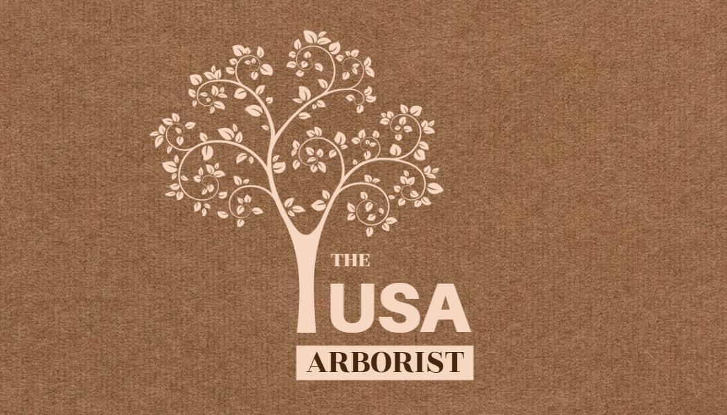 Elegant Beige Tree Logo for Arborist Business Card Template