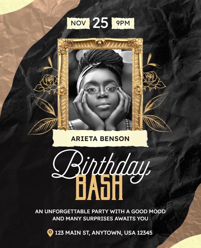 Elegant Birthday Bash Invitation Flyer Template