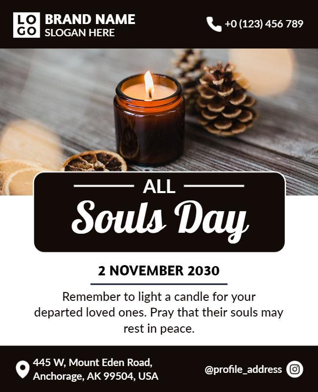 Elegant Black All Souls Day Candle Lighting Poster Template
