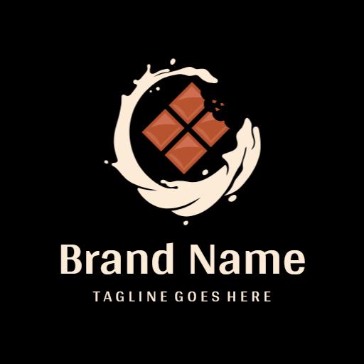 Elegant Black and Cream Chocolate Brand with Splash Logo Template