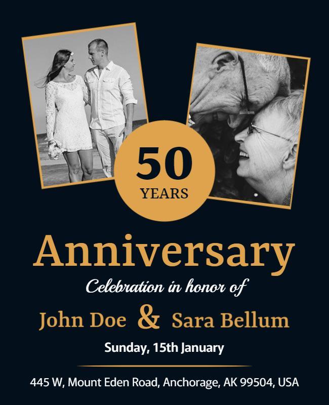 Elegant Black and Gold 50 Years Anniversary Celebration Poster Template