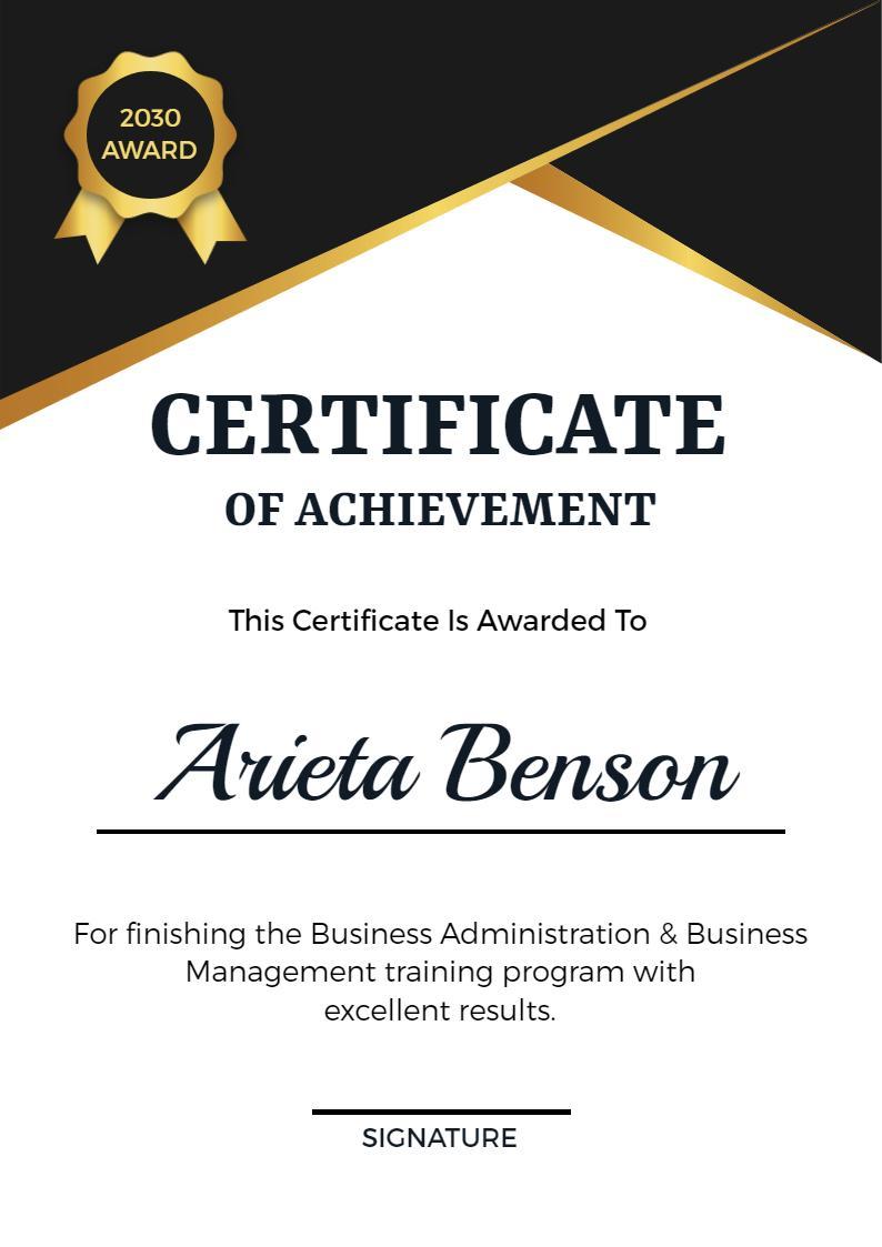 Elegant Black and Gold Achievement Award Certificate Template