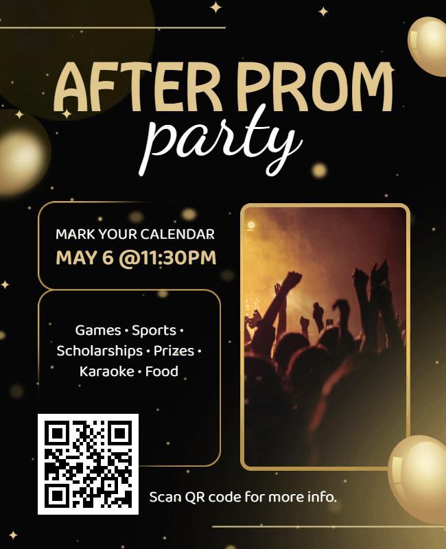 Elegant Black and Gold After Prom Party Flyer Template