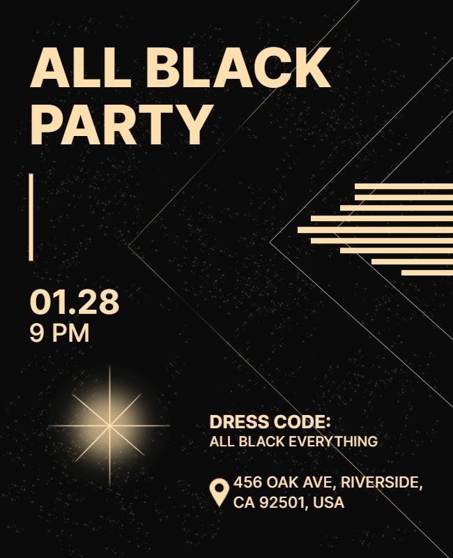 Elegant Black and Gold All Black Party Poster Template