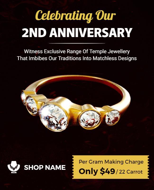 Elegant Black and Gold Anniversary Temple Jewellery Poster Template