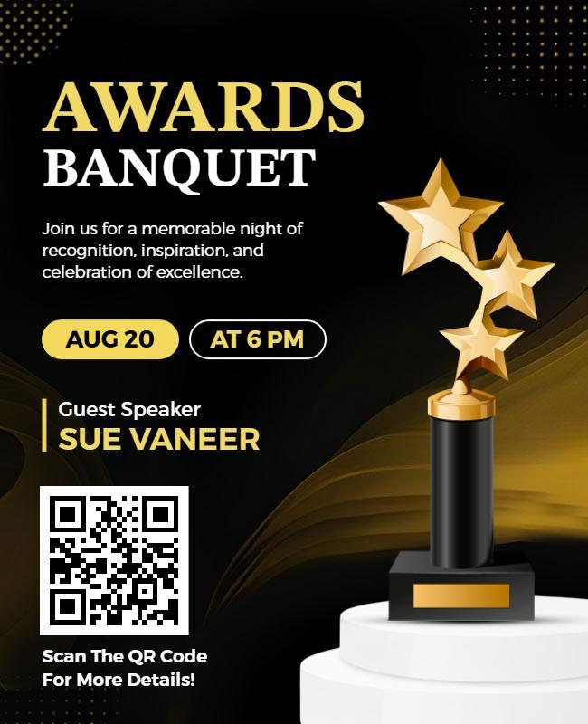 Elegant Black and Gold Awards Banquet Event Flyer Template