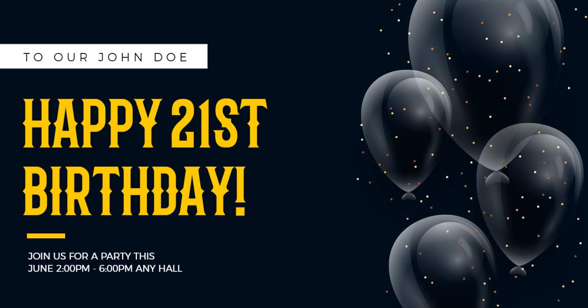 Elegant Black and Gold Balloons for a Birthday Celebration Banner Template