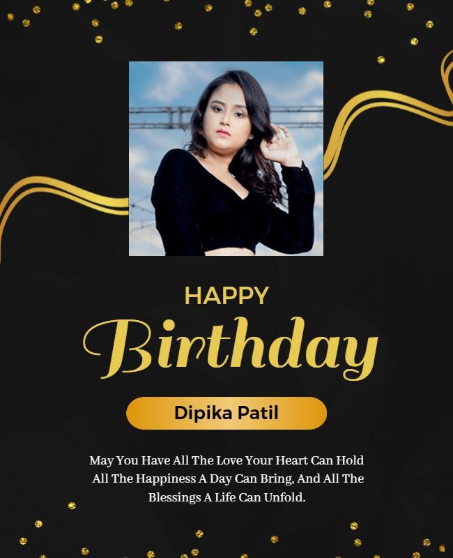 Elegant Black and Gold Birthday Celebration Poster Template