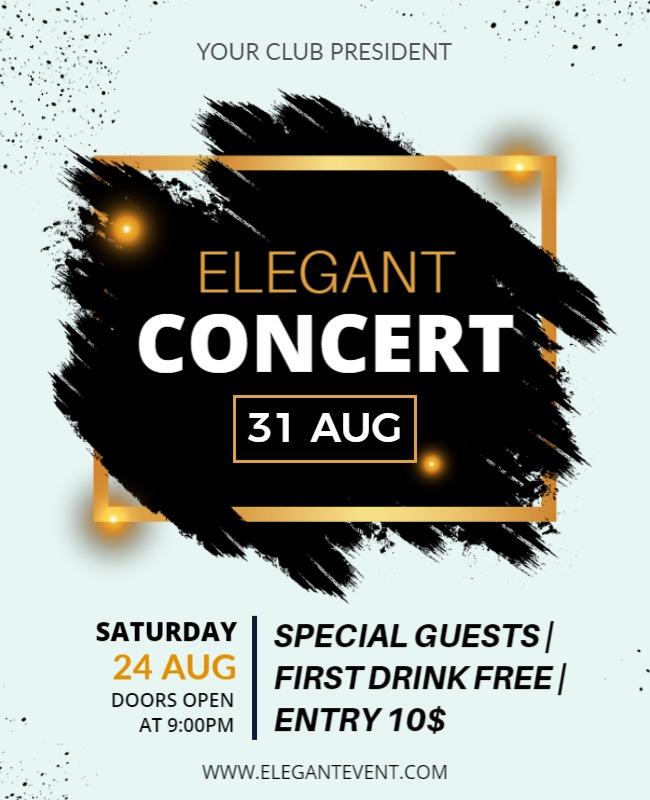 Elegant Black and Gold Concert Event Flyer Template