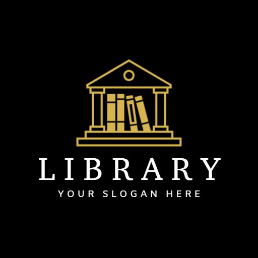 Elegant Black and Gold Design Representing Library Services Logo Template
