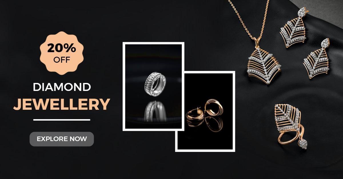 Elegant Black and Gold Diamond Jewellery Sale Facebook Ad Template
