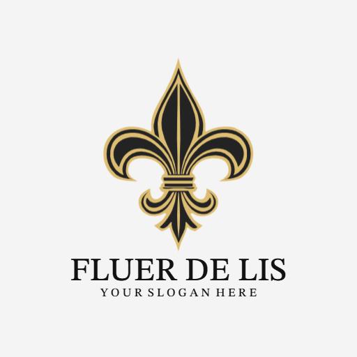 Elegant Black and Gold Fleur De Lis Design Logo Template