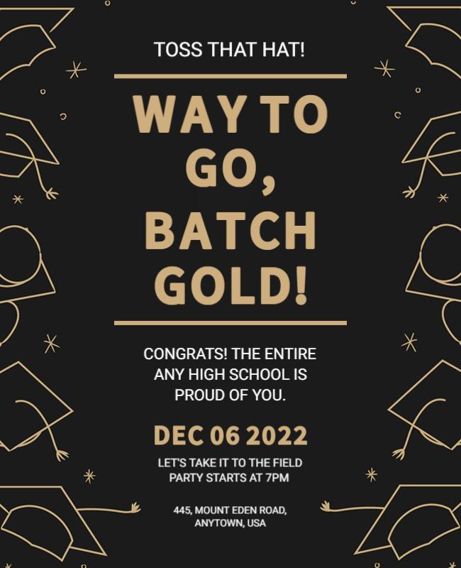 Elegant Black and Gold Graduation Celebration Poster Template