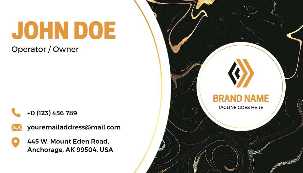 Elegant Black and Gold Granite Texture Business Card Template