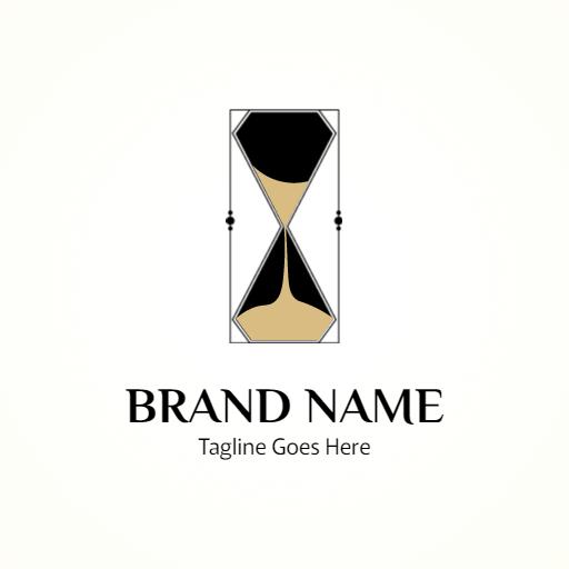 Elegant Black and Gold Hourglass Design Symbolizing Time Logo Template