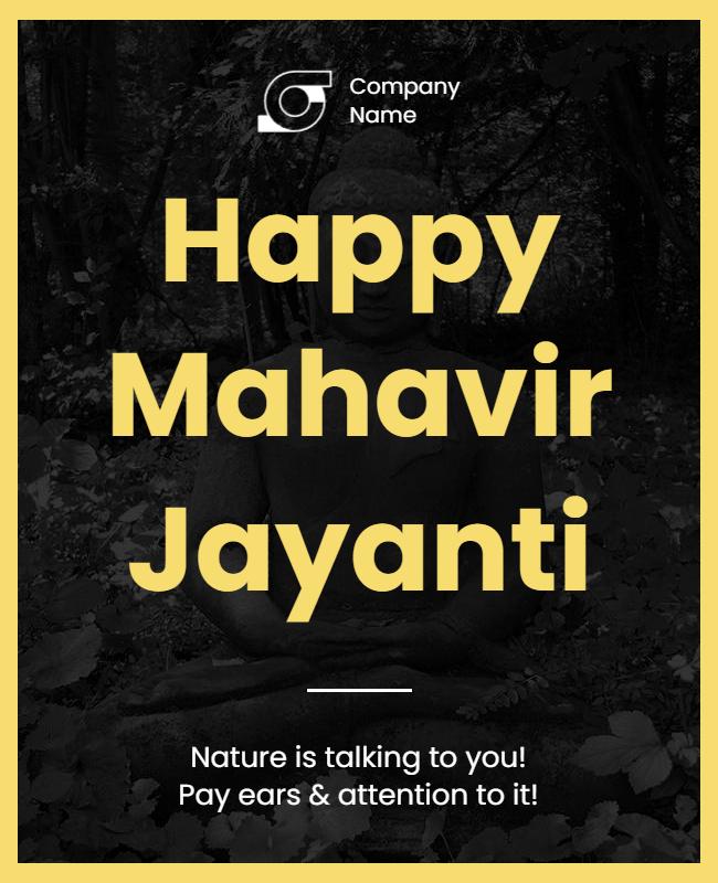 Elegant Black and Gold Mahavir Jayanti Celebration Poster Template