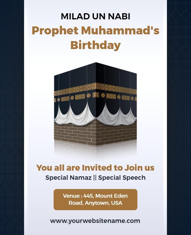 Elegant Black and Gold Milad un Nabi Celebration Poster Template