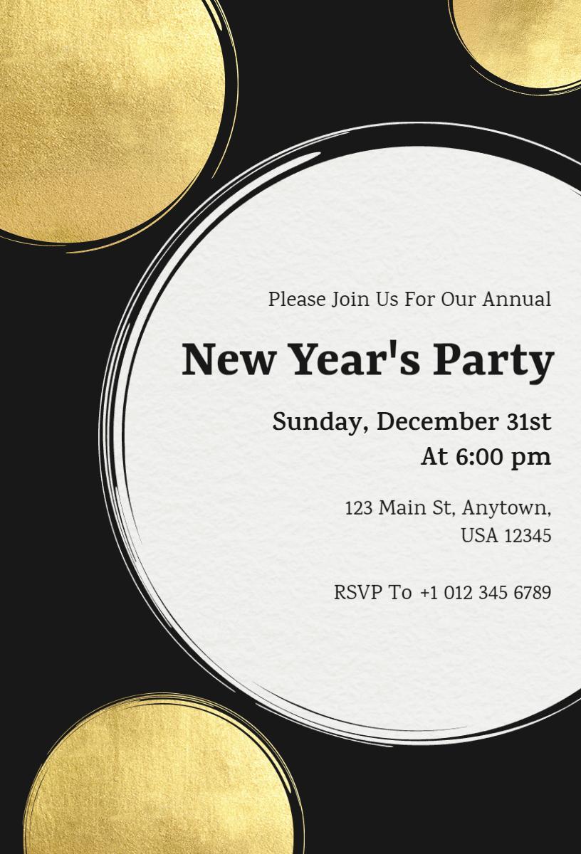 Elegant Black and Gold New Year Celebration Invitation Template