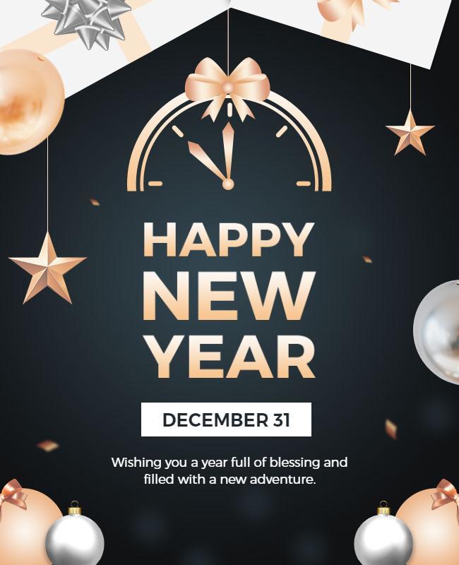 Elegant Black and Gold New Year Celebration Poster Template