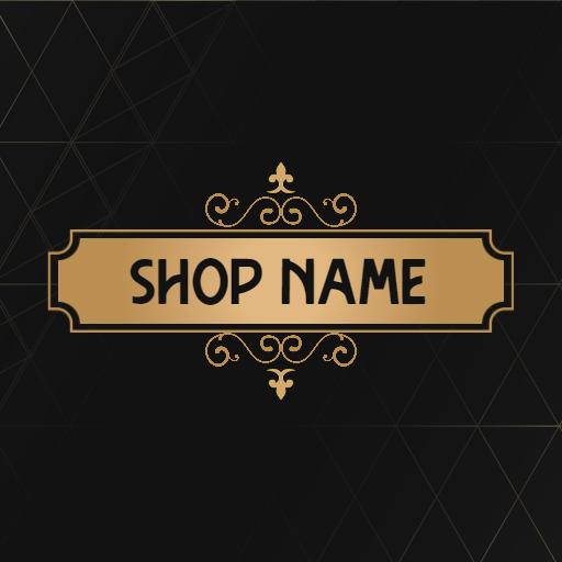 Elegant Black and Gold Royal Shop Name Sign Logo Template