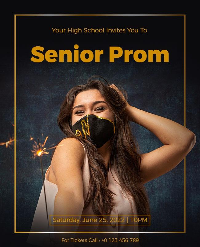 Elegant Black and Gold Senior Prom Invitation Poster Template