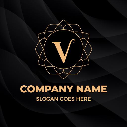 Elegant Black and Gold V Letter Design for Branding Logo Template