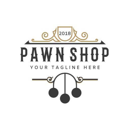 Elegant Black and Gold Vintage Pawn Shop Design Logo Template