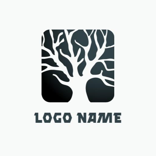 Elegant Black and Gray Tree Design Representing Nature Gradient Logo Template