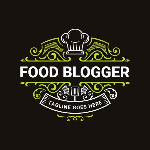 Elegant Black and Green Culinary Designs for Food Blogger Logo Template