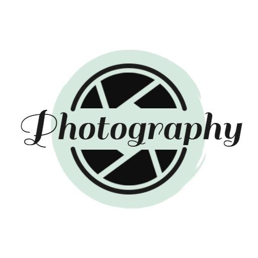 Elegant Black and Mint Photography Logo with Camera Lens Design Logo Template