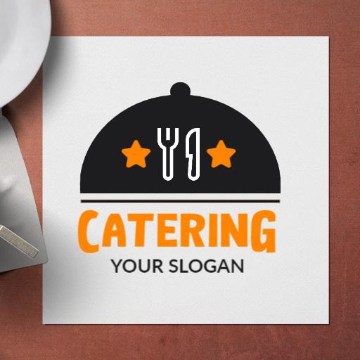 Elegant Black and Orange Catering Service Logo Template