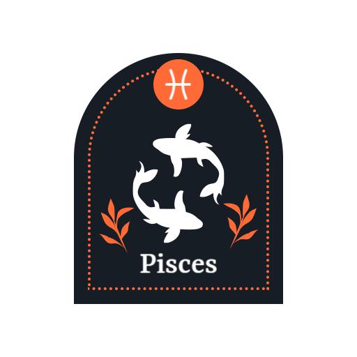 Elegant Black and Orange Pisces Zodiac Symbol Logo Template