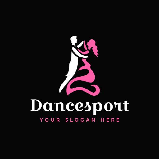 Elegant Black and Pink Dancesport Couples Dance Logo Template