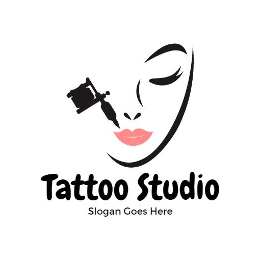 Elegant Black and Pink Design Emphasizing Tattoo Studio Logo Template