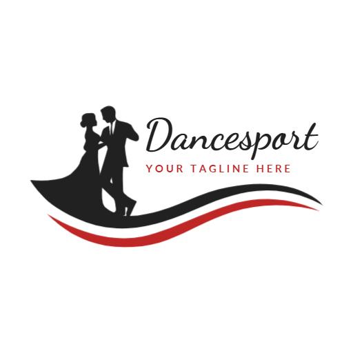 Elegant Black and Red Dancesport Dance Competition Logo Template