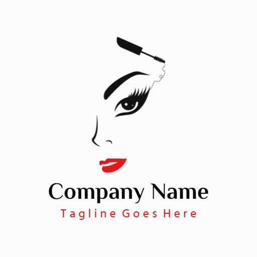 Elegant Black and Red Design Showcasing Makeup Artistry Logo Template