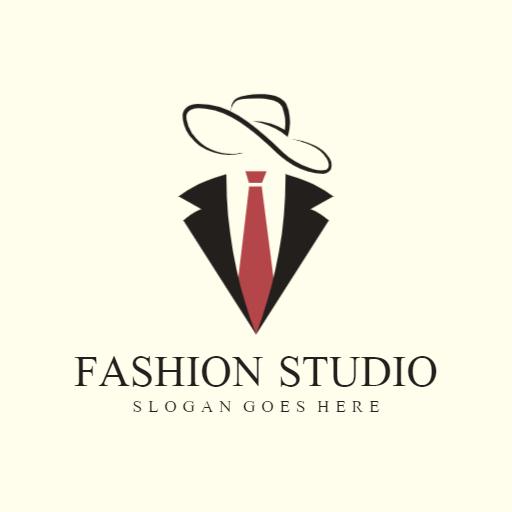 Elegant Black and Red Fashion Studio Logo with Classy Appeal Logo Template