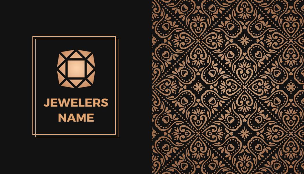 Elegant Black and Rose Gold Jewelry Boutique Business Card Template