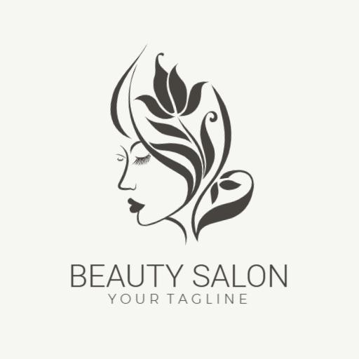 Elegant Black and White Beauty Salon with Floral Designs Logo Template