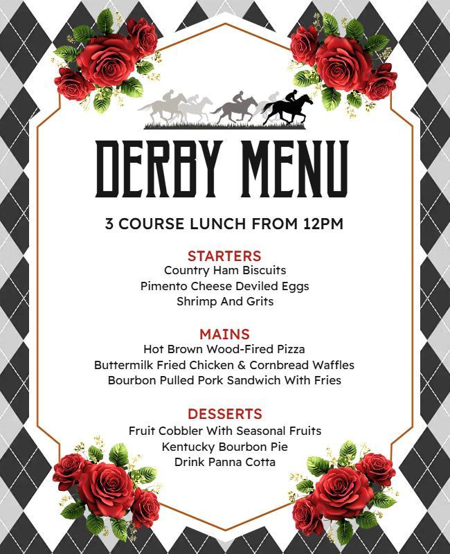 Elegant Black and White Derby Menu Celebration Poster Template