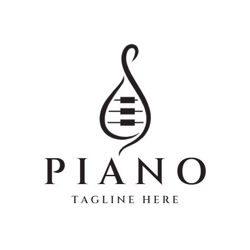 Elegant Black and White Design Celebrating Piano Music Logo Template