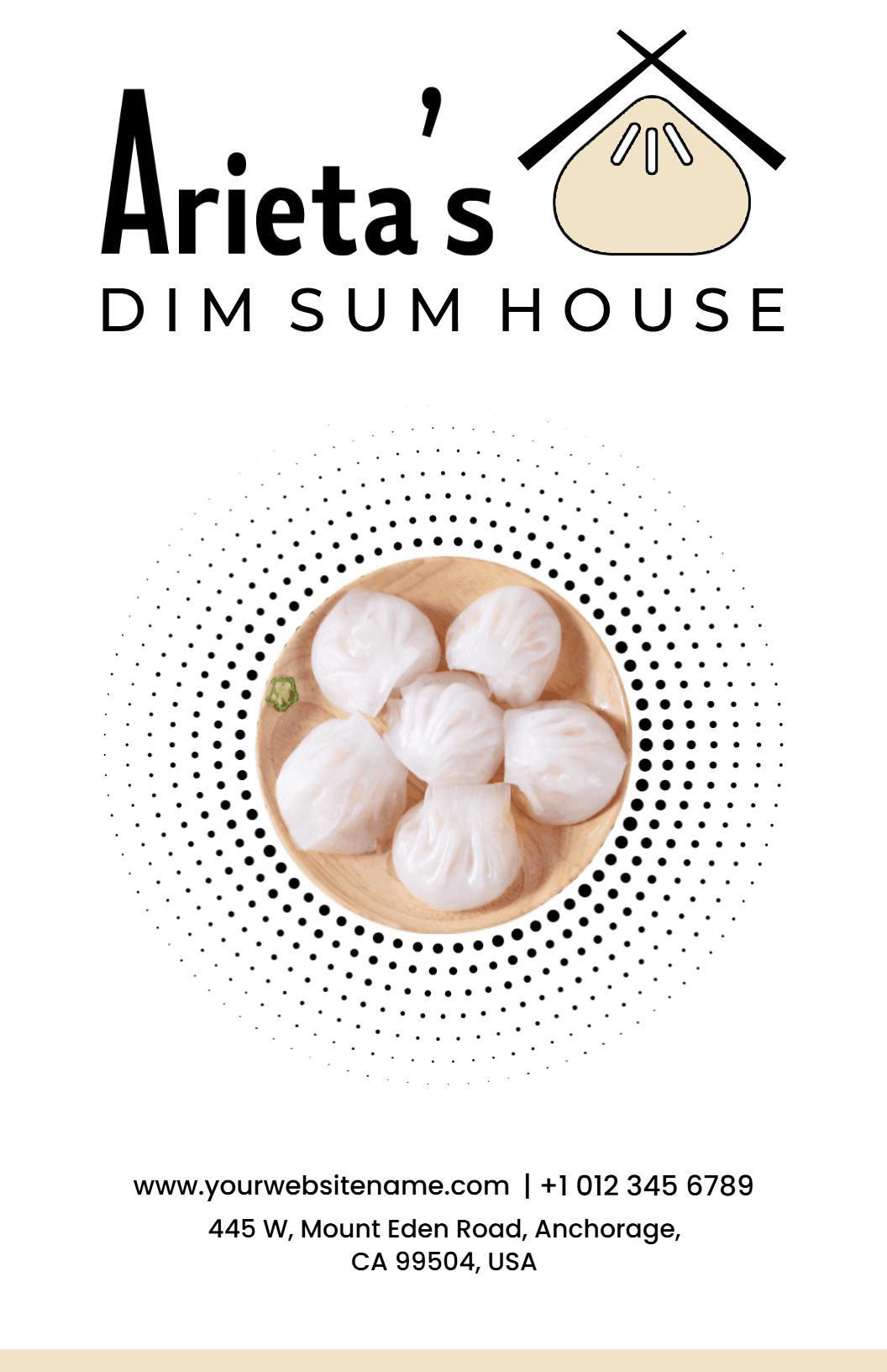 Elegant Black and White Dim Sum Dining Menu Template