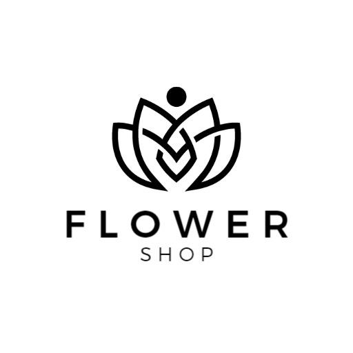 Elegant Black and White Floral Design for Flower Shop Logo Template