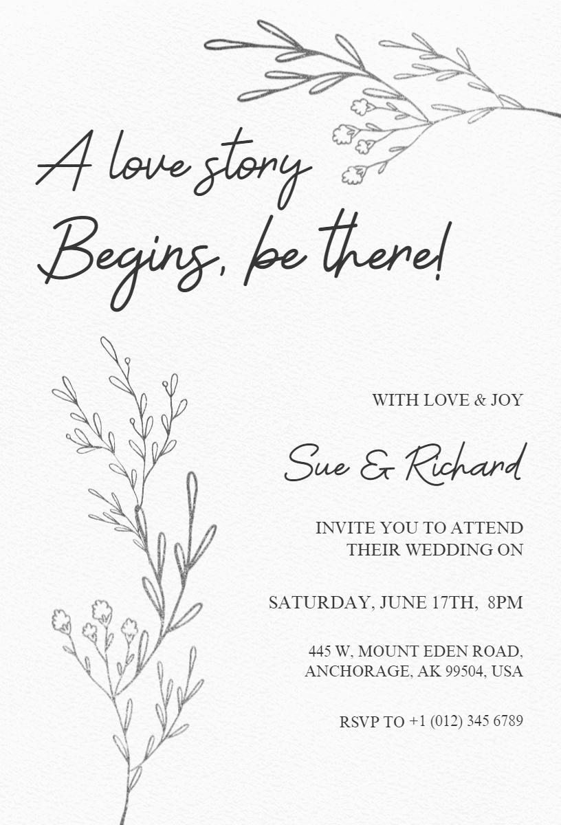 Elegant Black and White Floral Wedding Celebration Invitation Template