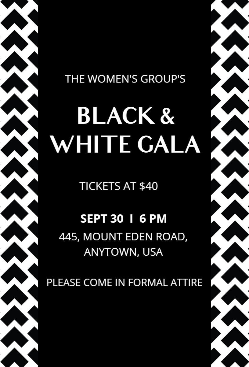 Elegant Black and White Gala Celebration Invitation Template
