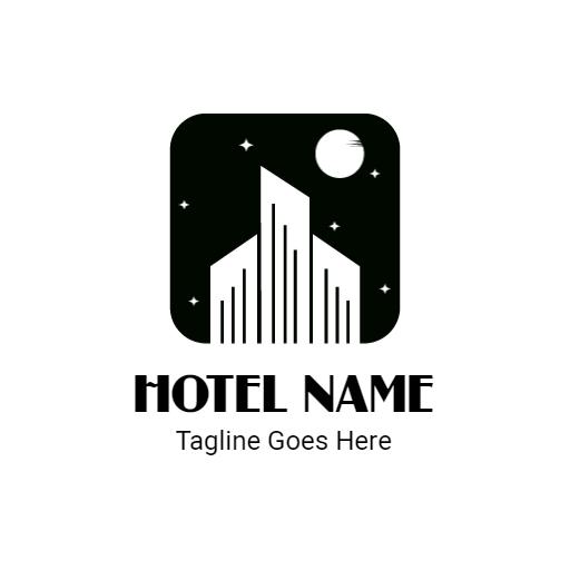 Elegant Black and White Hotel Design with Skyline Logo Template
