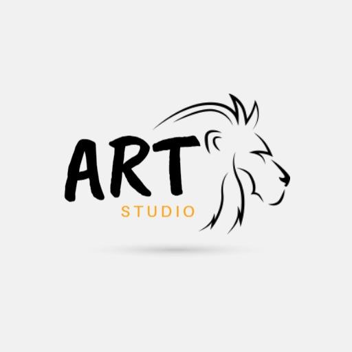 Elegant Black and White Lion Design for Art Studio Logo Template
